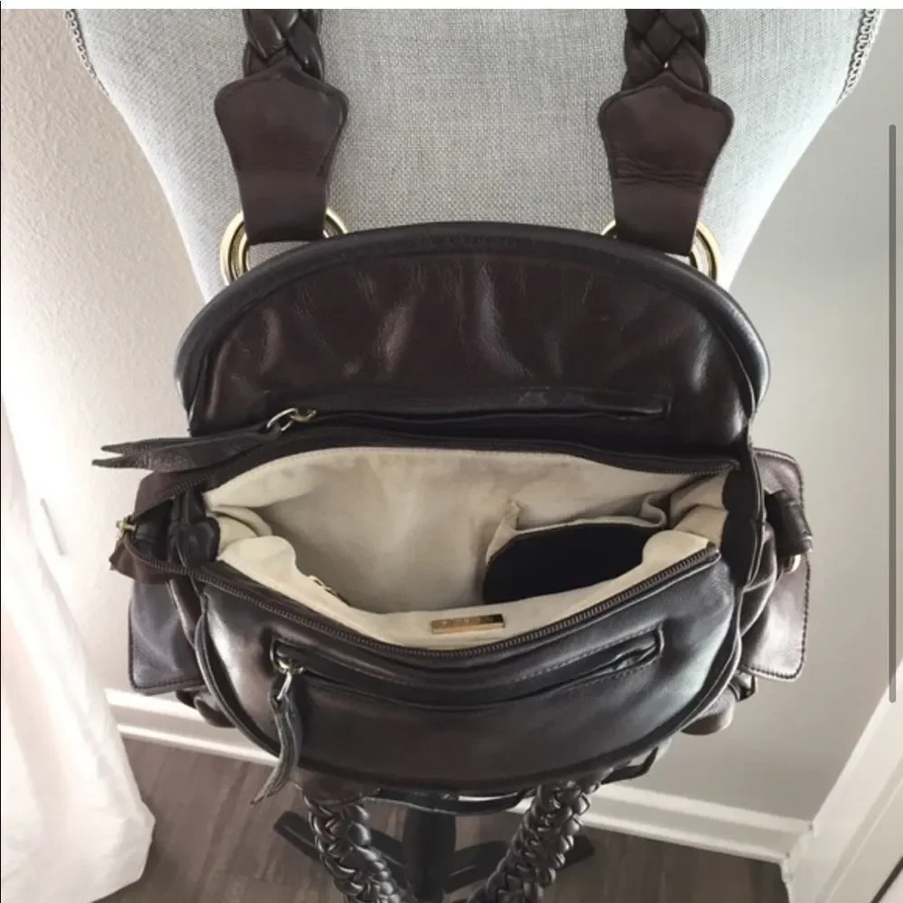 Treesje Dark Brown Leather Shoulder Bag